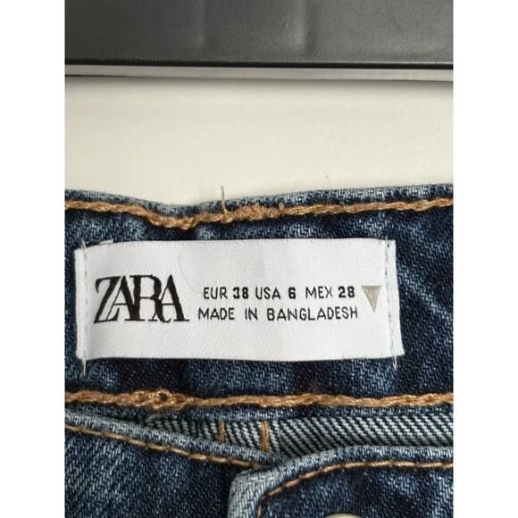 Zara Jeans Womens Size 6 Straight Leg Button Fly Dark Wash Casual Pants 90s - Picture 2 of 3